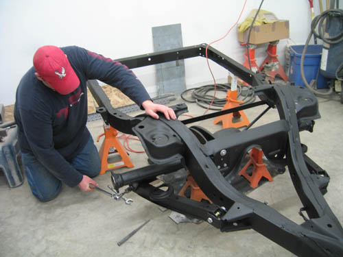 Steve installing the rear axle