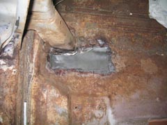 rust hole with new metal test fit
