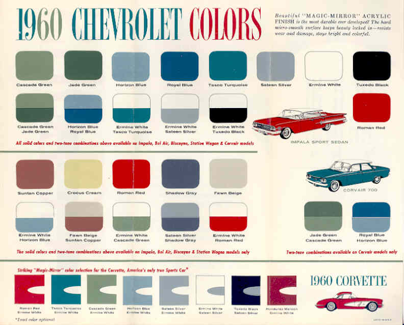 1960 Chevrolet Paint Colors